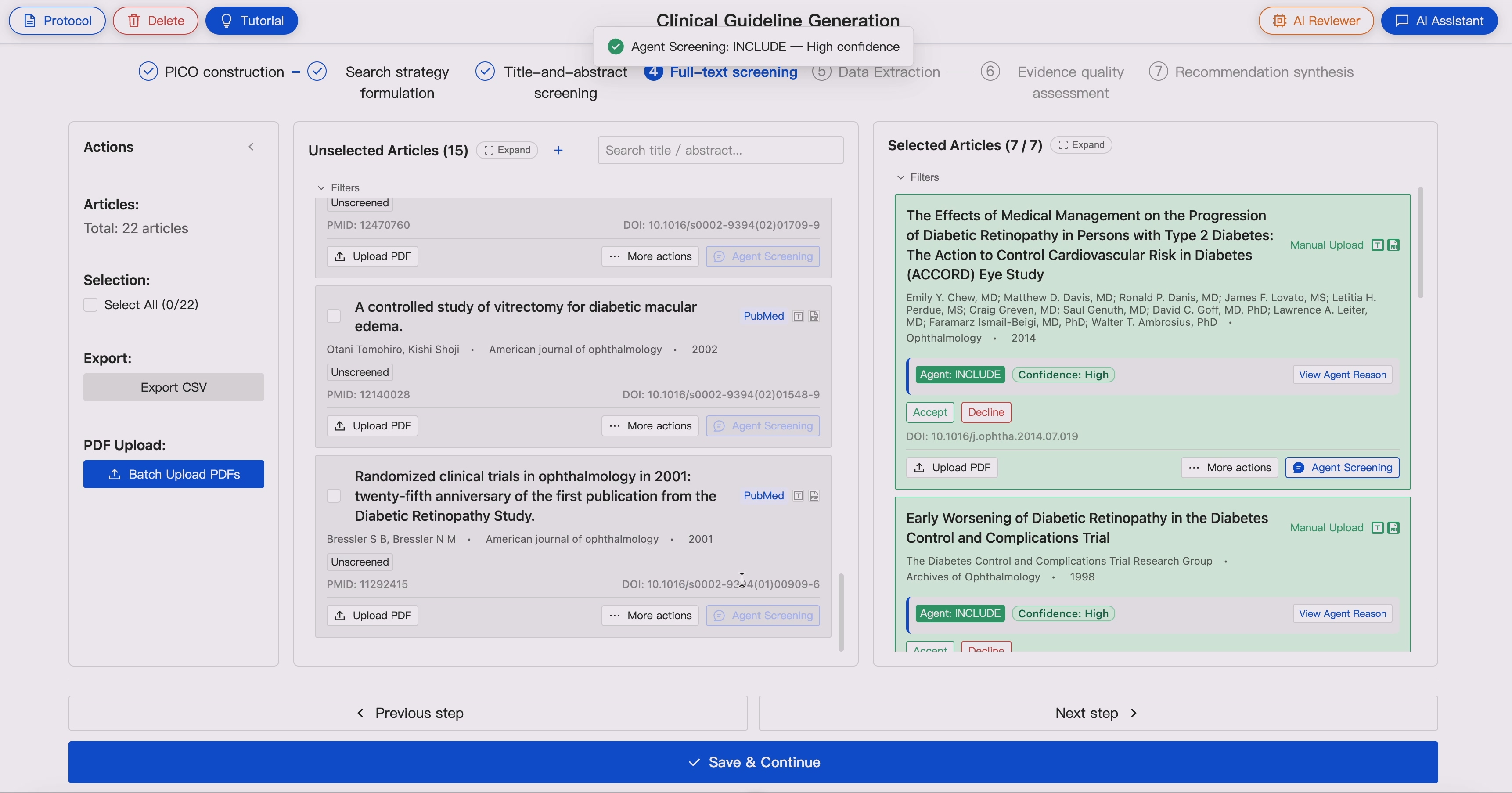 Batch PDF upload and article assignment modal