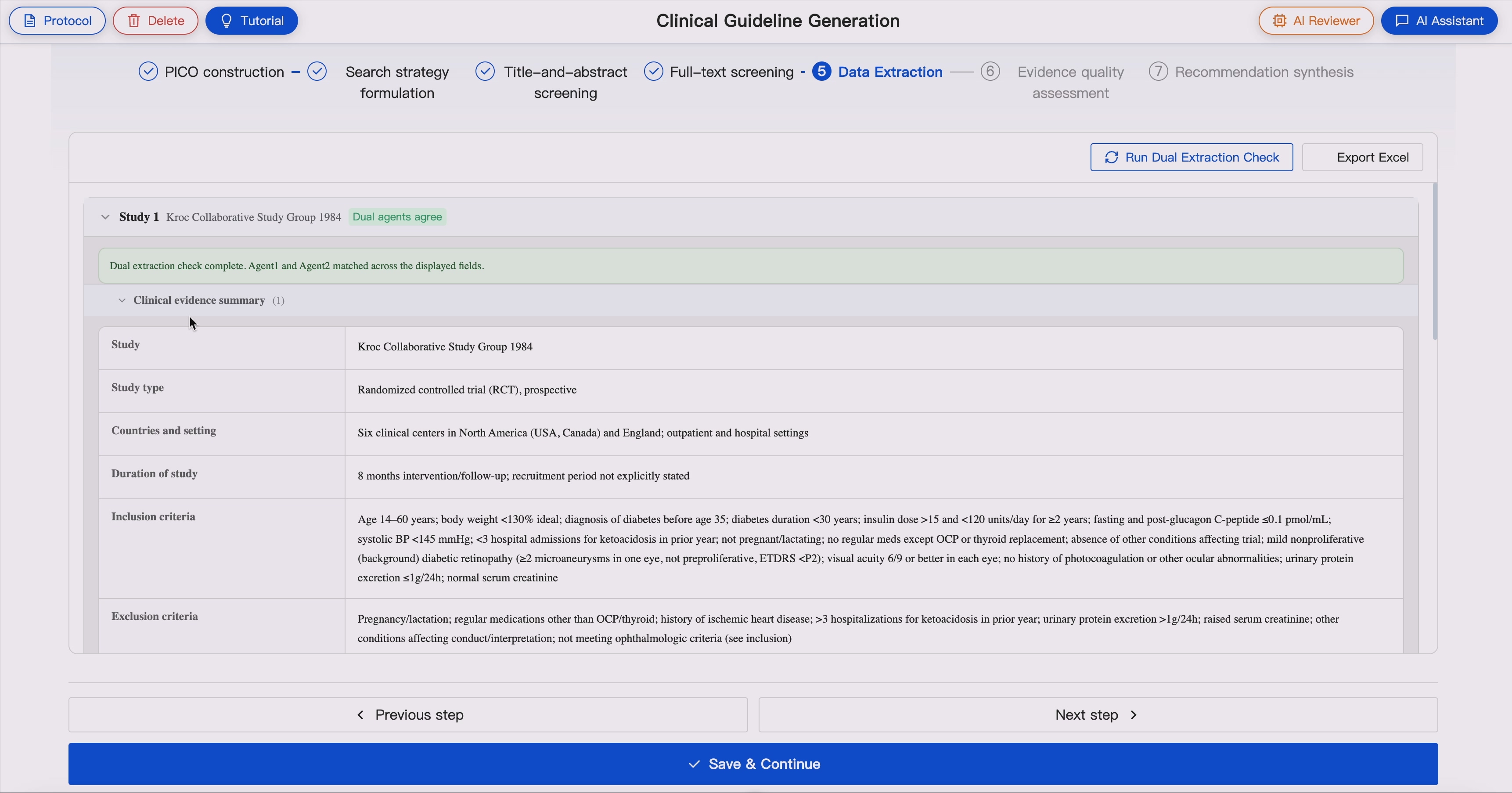 Clinical Evidence Summary Table